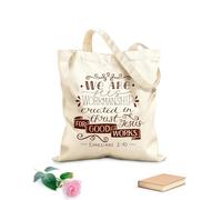 AILOONG Bolsas de almacenamiento de poliéster y algodón Letras a mano con versículo bíblico Somos suyos Tela de 340g/m² de grosor Eslogan personalizable