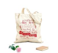 AILOONG Bolsas de almacenamiento de poliéster y algodón Letras a mano con versículo bíblico Somos suyos Tela de 340g/m² de grosor Eslogan personalizable