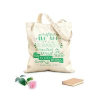 AILOONG Bolsas de almacenamiento de poliéster y algodón Letras a mano con versículo bíblico Somos suyos Tela de 340g/m² de grosor Eslogan personalizable