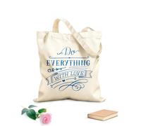 AILOONG Bolsas de almacenamiento de poliéster y algodón Letras a mano con versículos bíblicos: hazlo todo. Tela de 340g/m² de grosor Eslogan personalizable