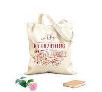 AILOONG Bolsas de almacenamiento de poliéster y algodón Letras a mano con versículos bíblicos: hazlo todo. Tela de 340g/m² de grosor Eslogan personalizable