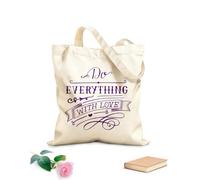 AILOONG Bolsas de almacenamiento de poliéster y algodón Letras a mano con versículos bíblicos: hazlo todo. Tela de 340g/m² de grosor Eslogan personalizable