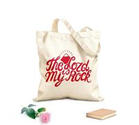 AILOONG Bolsas de almacenamiento de poliéster y algodón Letras a mano: El señor es mi roca, hecha cerca. Tela de 340g/m² de grosor Eslogan personalizable