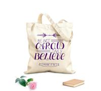 AILOONG Bolsas de almacenamiento de poliéster y algodón Letras a mano: no tengas miedo, solo cree. Tela de 340g/m² de grosor Eslogan personalizable