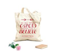 AILOONG Bolsas de almacenamiento de poliéster y algodón Letras a mano: no tengas miedo, solo cree. Tela de 340g/m² de grosor Eslogan personalizable