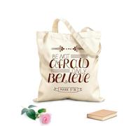 AILOONG Bolsas de almacenamiento de poliéster y algodón Letras a mano: no tengas miedo, solo cree. Tela de 340g/m² de grosor Eslogan personalizable