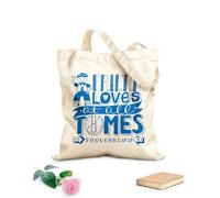 AILOONG Bolsas de almacenamiento de poliéster y algodón Letras a mano que un amigo ama en todo momento. Tela de 340g/m² de grosor Eslogan personalizable