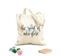 AILOONG Bolsas de almacenamiento de poliéster y algodón Letras de viajes de aventura espiritual Tela de 12 oz de grosor Eslogan personalizable 35x40cm Grande