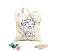 AILOONG Bolsas de almacenamiento de poliéster y algodón Letras hechas a mano en todo, dar gracias. Tela de 340g/m² de grosor Eslogan personalizable