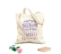 AILOONG Bolsas de almacenamiento de poliéster y algodón Letras hechas a mano en todo, dar gracias. Tela de 340g/m² de grosor Eslogan personalizable