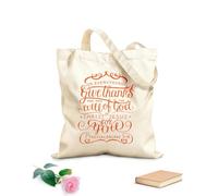 AILOONG Bolsas de almacenamiento de poliéster y algodón Letras hechas a mano en todo, dar gracias. Tela de 340g/m² de grosor Eslogan personalizable