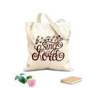 AILOONG Bolsas de almacenamiento de poliéster y algodón Letras hechas a mano que cantan al señor Tela de 340g/m² de grosor Eslogan personalizable