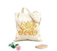 AILOONG Bolsas de almacenamiento de poliéster y algodón Letras hechas a mano que cantan al señor Tela de 340g/m² de grosor Eslogan personalizable