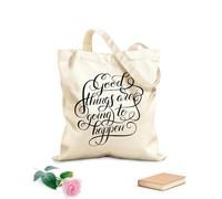 AILOONG Bolsas de almacenamiento de poliéster y algodón Letras positivas, van a pasar cosas buenas. Tela de 12 oz de grosor Eslogan personalizable 31x36cm Mediano