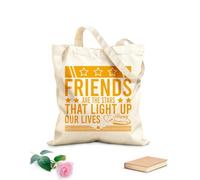AILOONG Bolsas de almacenamiento de poliéster y algodón Los amigos son las estrellas que iluminan nuestras vidas Tela de 340g/m² de grosor Eslogan personalizable