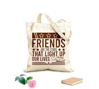 AILOONG Bolsas de almacenamiento de poliéster y algodón Los amigos son las estrellas que iluminan nuestras vidas Tela de 340g/m² de grosor Eslogan personalizable