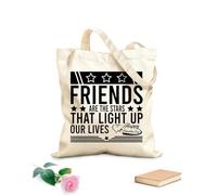 AILOONG Bolsas de almacenamiento de poliéster y algodón Los amigos son las estrellas que iluminan nuestras vidas Tela de 12 oz de grosor Eslogan personalizable 31x36cm Mediano