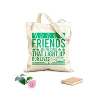 AILOONG Bolsas de almacenamiento de poliéster y algodón Los amigos son las estrellas que iluminan nuestras vidas Tela de 340g/m² de grosor Eslogan personalizable