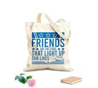 AILOONG Bolsas de almacenamiento de poliéster y algodón Los amigos son las estrellas que iluminan nuestras vidas Tela de 340g/m² de grosor Eslogan personalizable