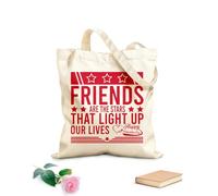 AILOONG Bolsas de almacenamiento de poliéster y algodón Los amigos son las estrellas que iluminan nuestras vidas Tela de 340g/m² de grosor Eslogan personalizable