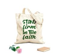 AILOONG Bolsas de almacenamiento de poliéster y algodón Mantente firme en la fe, cita de la carta Tela de 340g/m² de grosor Eslogan personalizable