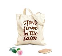 AILOONG Bolsas de almacenamiento de poliéster y algodón Mantente firme en la fe, cita de la carta Tela de 340g/m² de grosor Eslogan personalizable
