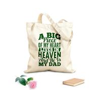 AILOONG Bolsas de almacenamiento de poliéster y algodón Mi corazón vive en el cielo y él es papá. Tela de 340g/m² de grosor Eslogan personalizable
