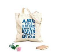 AILOONG Bolsas de almacenamiento de poliéster y algodón Mi corazón vive en el cielo y él es papá. Tela de 340g/m² de grosor Eslogan personalizable