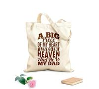AILOONG Bolsas de almacenamiento de poliéster y algodón Mi corazón vive en el cielo y él es papá. Tela de 340g/m² de grosor Eslogan personalizable