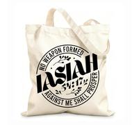 AILOONG Bolsas de almacenamiento de poliéster y algodón Ninguna arma forjada contra mí prosperará Tela de 12 oz de grosor Eslogan personalizable 35x40cm Grande