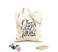 AILOONG Bolsas de almacenamiento de poliéster y algodón Nuestra historia de amor es mi favorita aislada Tela de 12 oz de grosor Eslogan personalizable 35x40cm Grande