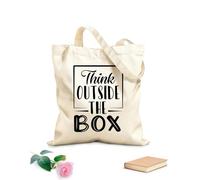 AILOONG Bolsas de almacenamiento de poliéster y algodón Piensa fuera de la caja Tela de 12 oz de grosor Eslogan personalizable 35x40cm Grande