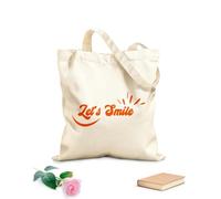 AILOONG Bolsas de almacenamiento de poliéster y algodón Póster tipográfico dibujado a mano Let's Smile Tela de 340g/m² de grosor Eslogan personalizable
