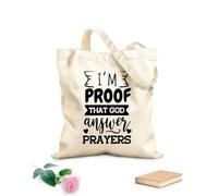 AILOONG Bolsas de almacenamiento de poliéster y algodón Soy una prueba de que Dios responde a las oraciones. Diseño en Tela de 12 oz de grosor Eslogan personalizable 35x40cm Grande