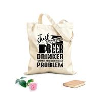 AILOONG Bolsas de almacenamiento de poliéster y algodón Tela de 12 oz de grosor Bebedor de cerveza ligera con problemas de cornhole Eslogan personalizable 25x30cm Pequeño