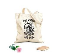 AILOONG Bolsas de almacenamiento de poliéster y algodón Tela de 12 oz de grosor Dos ruedas mueven el alma para siempre Eslogan personalizable 35x40cm Grande