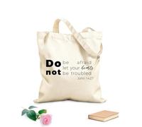 AILOONG Bolsas de almacenamiento de poliéster y algodón Tela de 12 oz de grosor Frase bíblica del evangelio de san juan 1427 Eslogan personalizable 35x40cm Grande