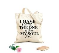 AILOONG Bolsas de almacenamiento de poliéster y algodón Tela de 12 oz de grosor He encontrado a alguien que mi alma ama. Eslogan personalizable 25x30cm Pequeño