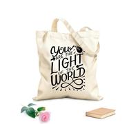 AILOONG Bolsas de almacenamiento de poliéster y algodón Tela de 12 oz de grosor Letras a mano con versículo bíblico Eres luz Eslogan personalizable 35x40cm Grande