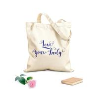 AILOONG Bolsas de almacenamiento de poliéster y algodón Tela de 340g/m² de grosor Ama tu cuerpo, letras conceptuales escritas a mano Eslogan personalizable
