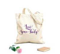 AILOONG Bolsas de almacenamiento de poliéster y algodón Tela de 340g/m² de grosor Ama tu cuerpo, letras conceptuales escritas a mano Eslogan personalizable