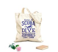 AILOONG Bolsas de almacenamiento de poliéster y algodón Tela de 340g/m² de grosor Aprende a bucear porque los zombis no saben nadar. Eslogan personalizable