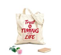 AILOONG Bolsas de almacenamiento de poliéster y algodón Tela de 340g/m² de grosor Confía en el momento oportuno de tu vida. Citas cristianas. Eslogan personalizable