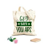 AILOONG Bolsas de almacenamiento de poliéster y algodón Tela de 340g/m² de grosor Dios dice que estás diseñado Eslogan personalizable