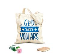 AILOONG Bolsas de almacenamiento de poliéster y algodón Tela de 340g/m² de grosor Dios dice que estás diseñado Eslogan personalizable
