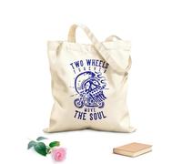 AILOONG Bolsas de almacenamiento de poliéster y algodón Tela de 340g/m² de grosor Dos ruedas mueven el alma para siempre Eslogan personalizable