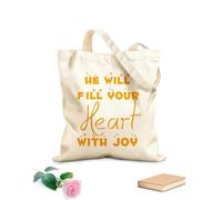 AILOONG Bolsas de almacenamiento de poliéster y algodón Tela de 340g/m² de grosor Él llenará tu corazón de alegría Eslogan personalizable