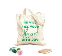 AILOONG Bolsas de almacenamiento de poliéster y algodón Tela de 340g/m² de grosor Él llenará tu corazón de alegría Eslogan personalizable