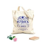 AILOONG Bolsas de almacenamiento de poliéster y algodón Tela de 340g/m² de grosor Escribiendo a mano el dios de mi roca en él. Eslogan personalizable