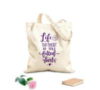 AILOONG Bolsas de almacenamiento de poliéster y algodón Tela de 340g/m² de grosor La vida es demasiado corta, demasiado corta para doblar sábanas ajustables. Eslogan personalizable